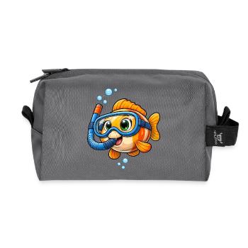 Süßer Fisch mit Schnorchel Tauchen Cartoon  - Recycelte Kulturtasche - Anthrazit - Vorne