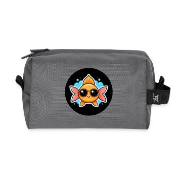 Eulenfisch und Brille - Recycelte Kulturtasche - Anthrazit - Vorne