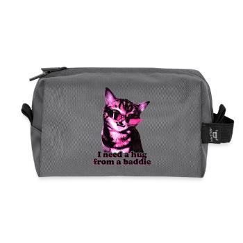 I Need A Hug From A Baddie Funny Cool Cat Meme - Recycled Toiletry Zip Bag - anthracite - Front