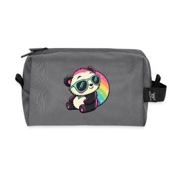 Panda Sonne Kühler Regenbogen - Recycelte Kulturtasche - Anthrazit - Vorne
