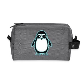 Pingouin Nerd en néon et lunettes - Trousse de toilette en tissu recyclé - anthracite - Devant