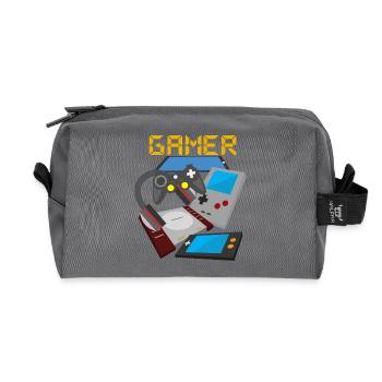 Mélange d’appareils rétro gamer – Nostalgie du jeu vidéo - Trousse de toilette en tissu recyclé - anthracite - Devant