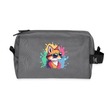 Renard Pop Art Lunettes Colorées - Trousse de toilette en tissu recyclé - anthracite - Devant