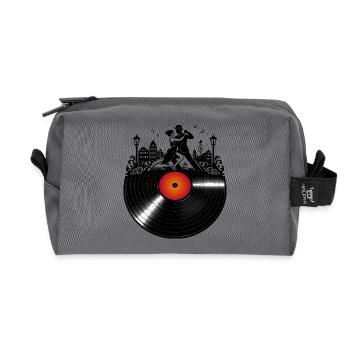 Tango Vinyl Dance Music Rétro Design - Trousse de toilette en tissu recyclé - anthracite - Devant