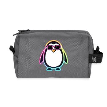 Penguin Neon Glasses - Recycled Toiletry Zip Bag - anthracite - Front