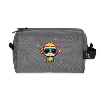 Niedliche Neon-Affen-Brille mit blauen Brillen - Recycelte Kulturtasche - Anthrazit - Vorne