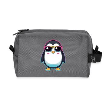 Pingouin chic en lunettes arc en ciel - Trousse de toilette en tissu recyclé - anthracite - Devant
