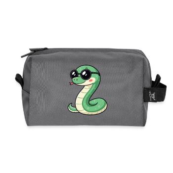 Süße Glam-Schlange mit dunkler Brille - Recycelte Kulturtasche - Anthrazit - Vorne