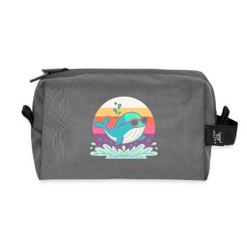 Whale Surf Retro Rainbow - Recycelte Kulturtasche - Anthrazit - Vorne