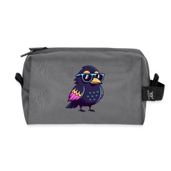 Oiseau Hipster Bleu Solaire - Trousse de toilette en tissu recyclé - anthracite - Devant