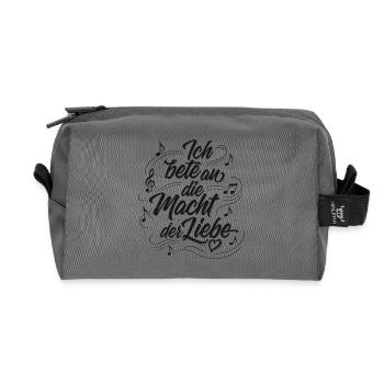 Ich bete an die Macht der Liebe - Lettering - Recycelte Kulturtasche - Anthrazit - Vorne