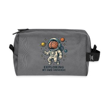 Cosmic head astronaut - Recycled Toiletry Zip Bag - anthracite - Front