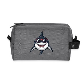 Shark Hipster Red Glasses - Recycled Toiletry Zip Bag - anthracite - Front