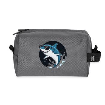 Surfer shark with dark glasses - Recycled Toiletry Zip Bag - anthracite - Front