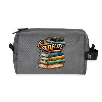 Livres et lunettes de soleil sur la plage - Trousse de toilette en tissu recyclé - anthracite - Devant