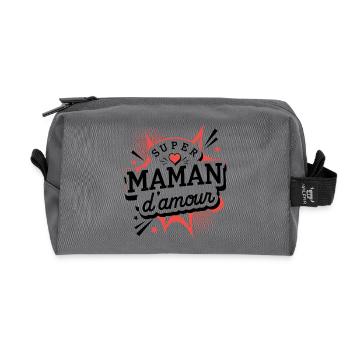 Super Maman d’Amour Style Pop Art - Trousse de toilette en tissu recyclé - anthracite - Devant