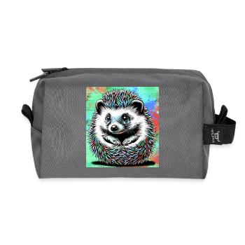 hedgehog - Recycled Toiletry Zip Bag - anthracite - Front
