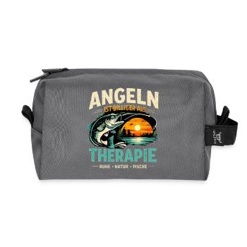 Angeln ist billiger als Therapie - Recycelte Kulturtasche - Anthrazit - Vorne