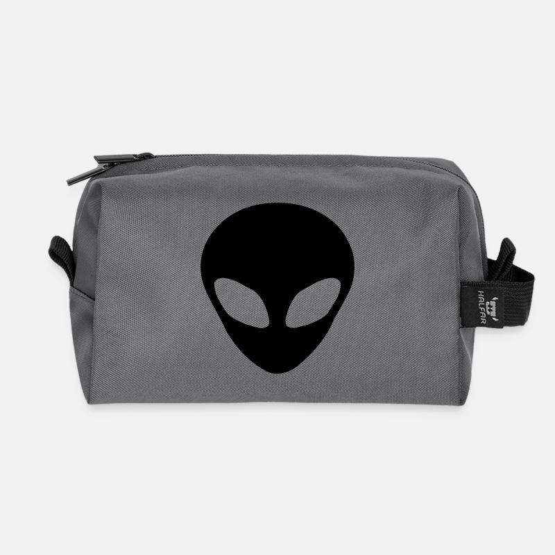 Alien head - Recycled Toiletry Zip Bag - anthracite