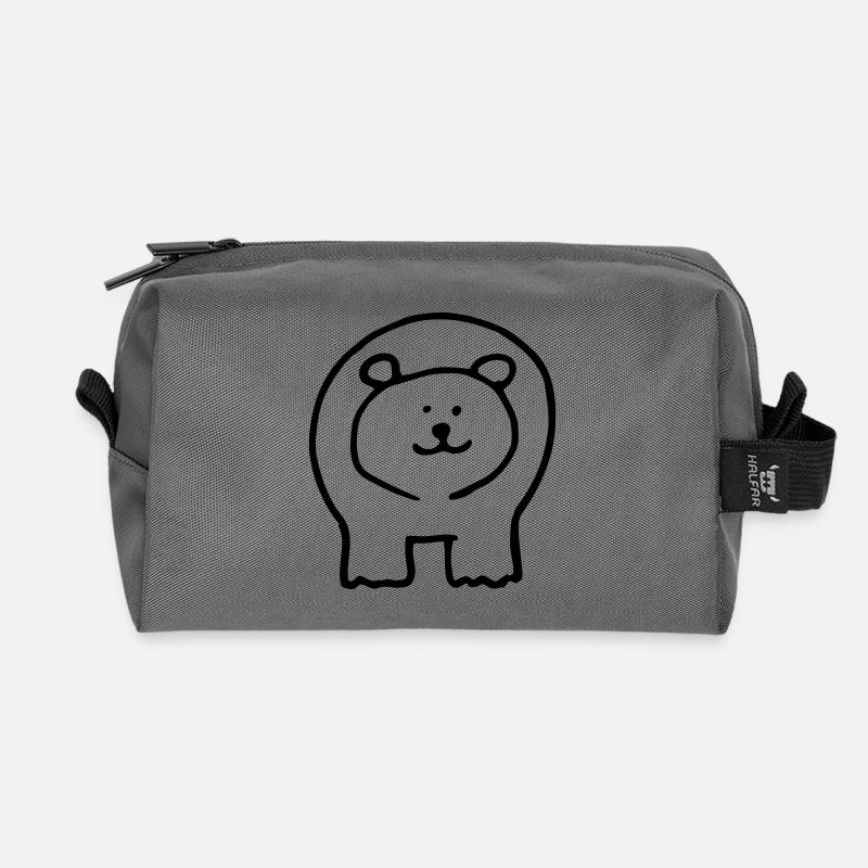 Bear printed 2 sides - Recycled Toiletry Zip Bag - anthracite