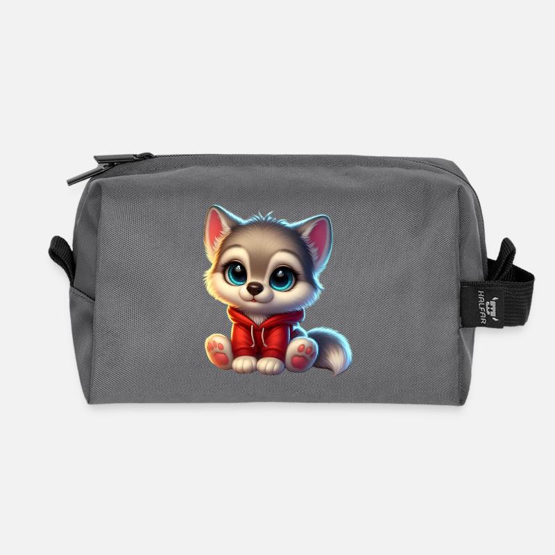 Wolf 2 - Recycled Toiletry Zip Bag - anthracite