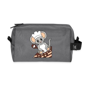 Mouse cook on pancakes - Recycled Toiletry Zip Bag - anthracite - Front