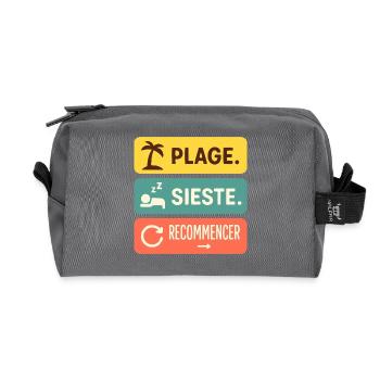 Outfit été Plage Sieste. Cadeau vacance Tenue été - Trousse de toilette en tissu recyclé - anthracite - Devant