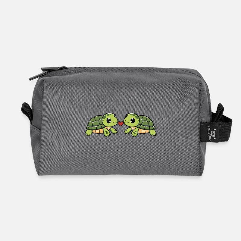 Schildkröte Paar Herz - Recycelte Kulturtasche - Anthrazit
