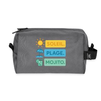 soleil plage mojito humour - Trousse de toilette en tissu recyclé - anthracite - Devant