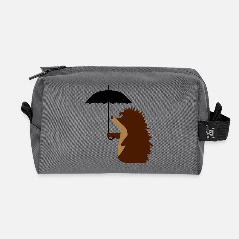 Igel mit Schirm - Recycelte Kulturtasche - Anthrazit
