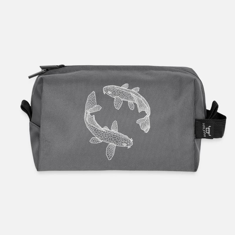 Fish white - Recycled Toiletry Zip Bag - anthracite