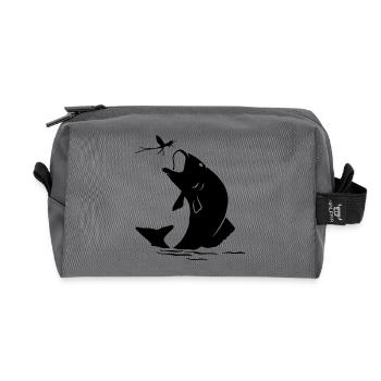 Fly fishing fish in insect gift - Recycled Toiletry Zip Bag - anthracite - Front