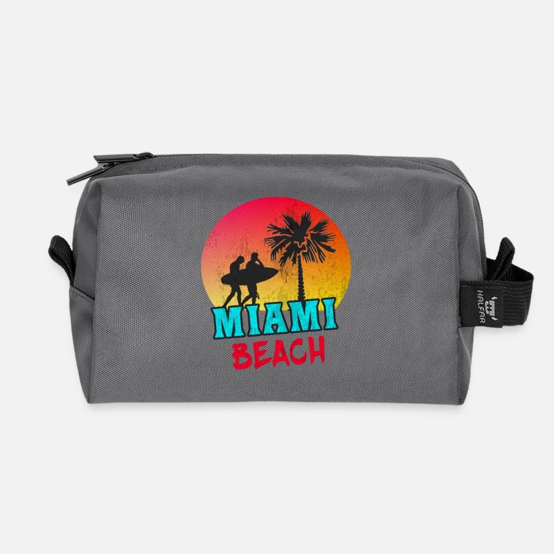 Miami Beach / Retro / Geschenk / USA - Recycelte Kulturtasche - Anthrazit
