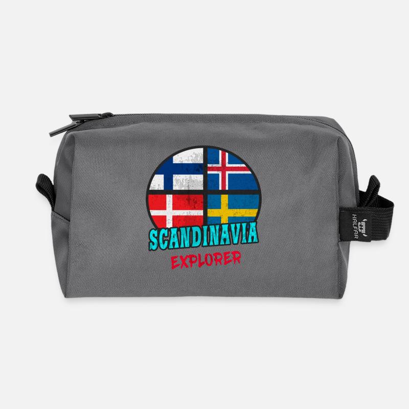 Scandinavia Explorer / Skandinavien / Geschenk - Recycelte Kulturtasche - Anthrazit