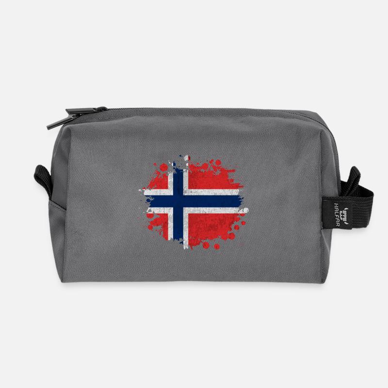 Klecks Norvège - Cadeau drapeau - Trousse de toilette en tissu recyclé - anthracite