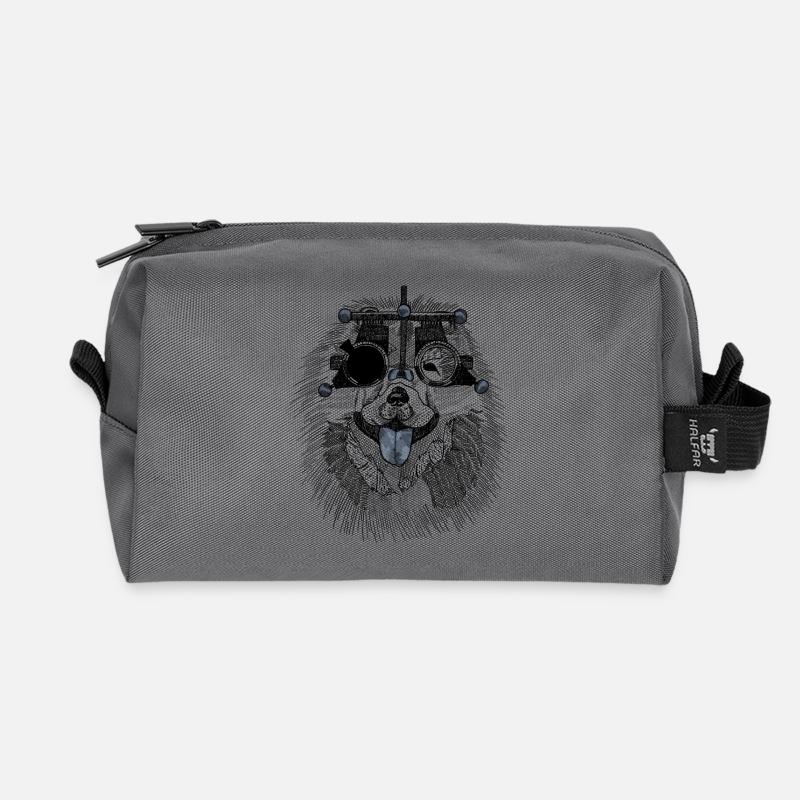 Augenoptiker Hund mit Messbrille - Recycelte Kulturtasche - Anthrazit