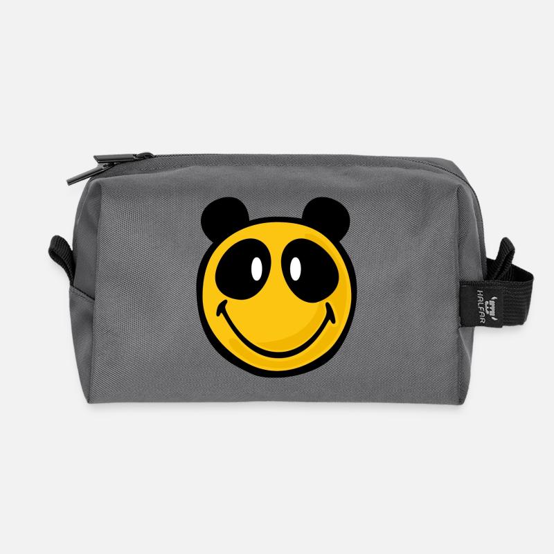Smiley Panda - Recycelte Kulturtasche - Anthrazit