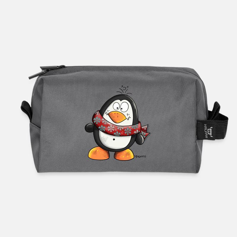 Der Pinguin - Recycelte Kulturtasche - Anthrazit