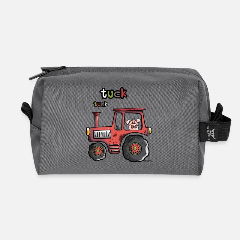 Farmer Pig - Recycled Toiletry Zip Bag - anthracite