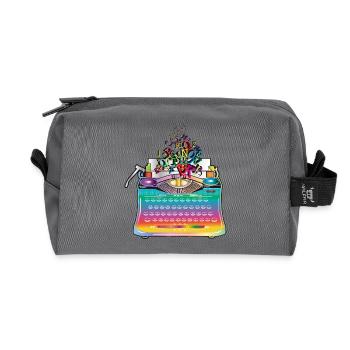 Machine à écrire antique hétéroclite avec lettres - Trousse de toilette en tissu recyclé - anthracite - Devant