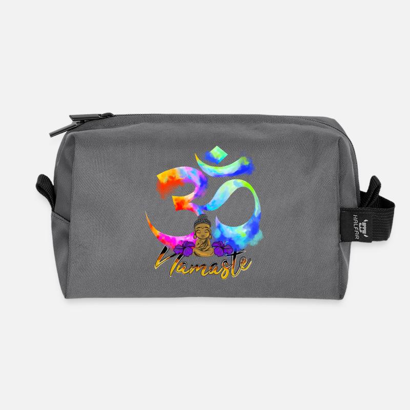 Namaste-Bogen-Iris-Buddha - Recycelte Kulturtasche - Anthrazit