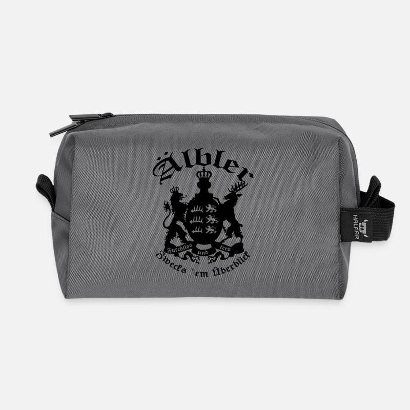 ÄLBLER ZWECKS ´EM ÜBERBLICK - BLACK FONT - Recycelte Kulturtasche - Anthrazit