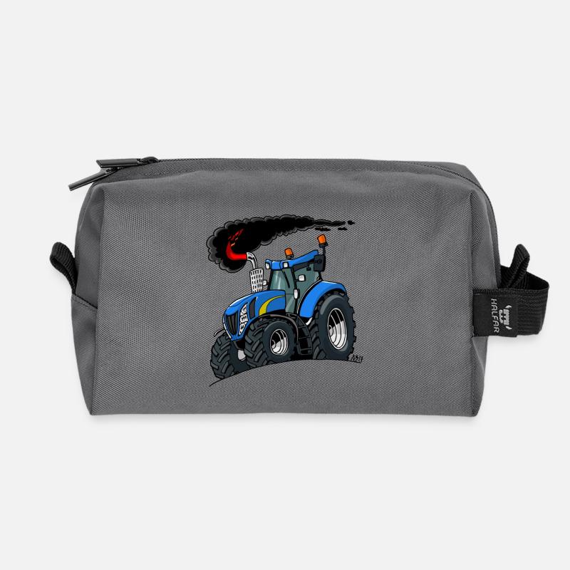 Blauer Traktor - Recycelte Kulturtasche - Anthrazit