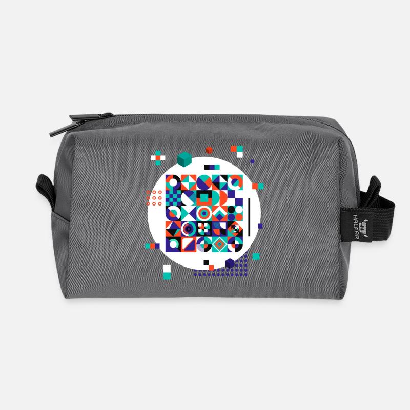 Geometrisches Muster (Formen, Kreis) - Recycelte Kulturtasche - Anthrazit