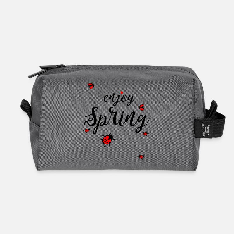 Frühling, enjoy spring - Recycelte Kulturtasche - Anthrazit