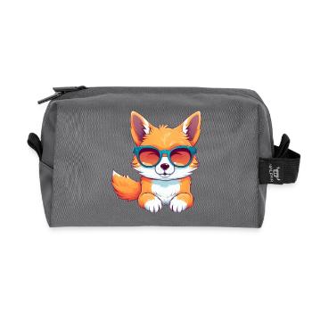 Cool Nerd Fox – Relaxed Animal Design - Recycled Toiletry Zip Bag - anthracite - Front