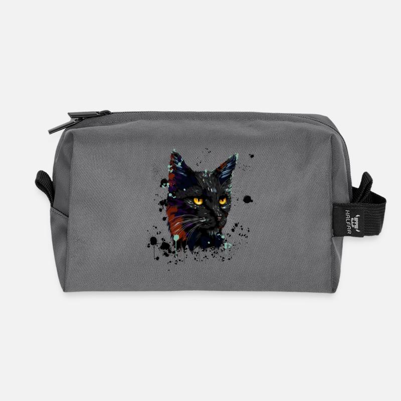 Cat Watercolor - Recycelte Kulturtasche - Anthrazit