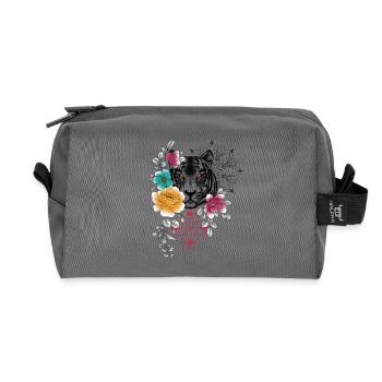 Florales und dekoratives Tigerkopf-Design in Coule - Recycelte Kulturtasche - Anthrazit - Vorne