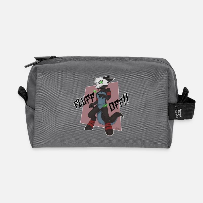 Abyss - Fluff Off!! (from Bunneko_Arts) - Recycled Toiletry Zip Bag - anthracite