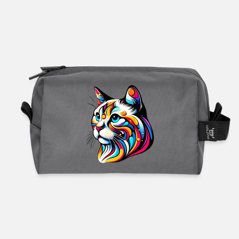 Katze - Recycelte Kulturtasche - Anthrazit